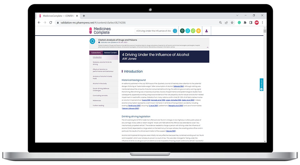 Clarke’s Analysis of Drugs and Poisons accessed online via MedicinesComplete