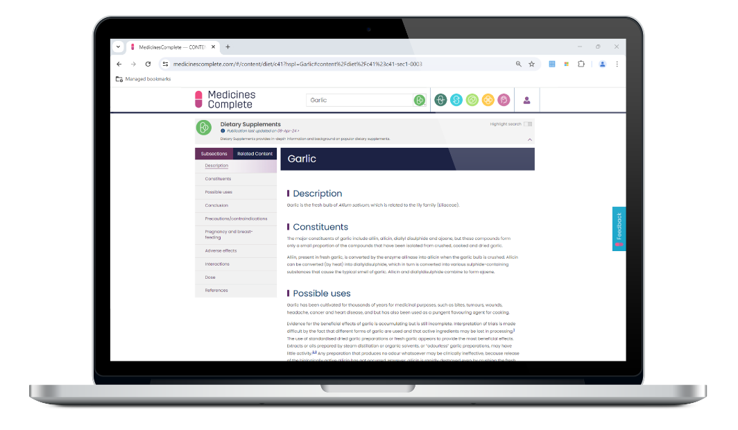 Dietary Supplements on laptop