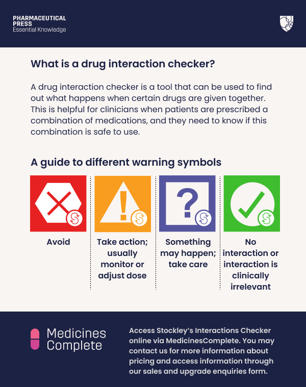 What is a drug interaction checker with guide to warning symbols