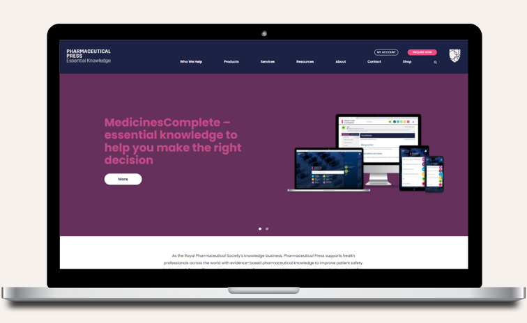 MedicinesComplete laptop homepage